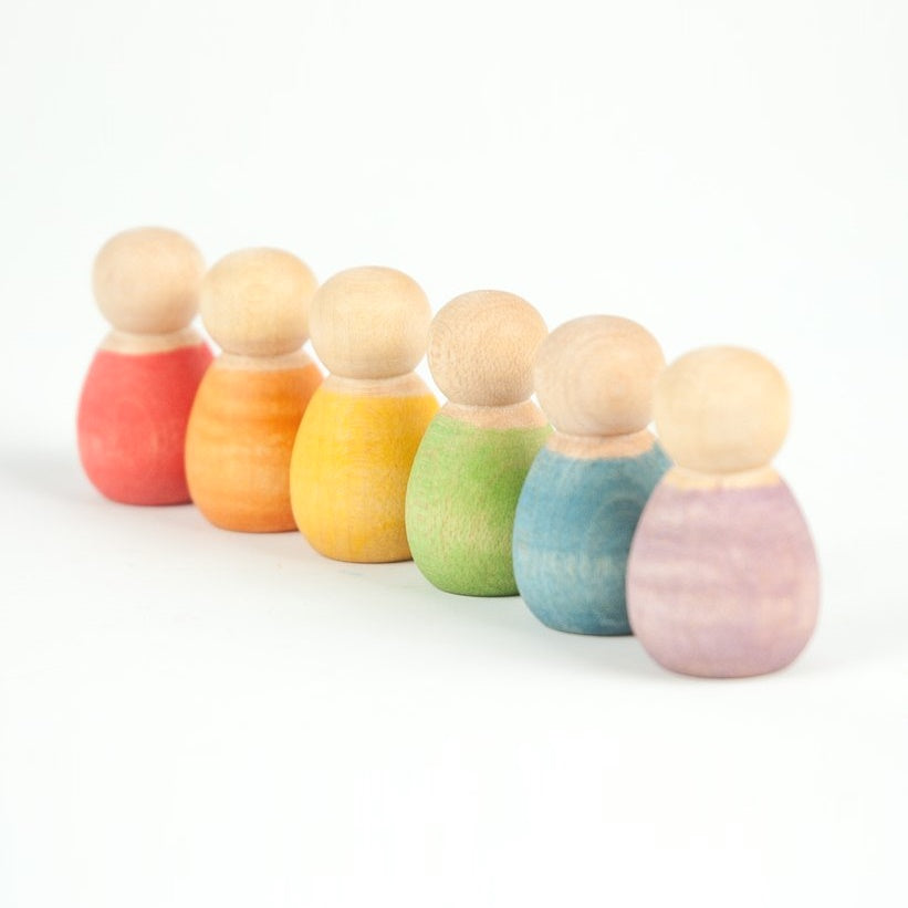 Grapat | 6 Baby Nins | Set of six pastel peg dolls