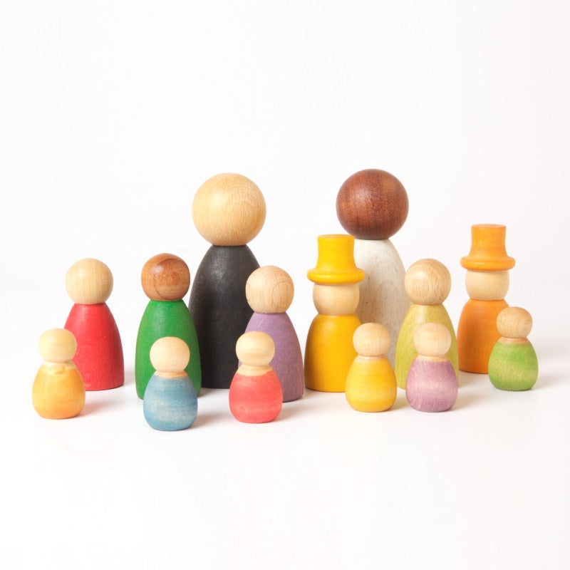Grapat | 6 Baby Nins | Set of six pastel peg dolls