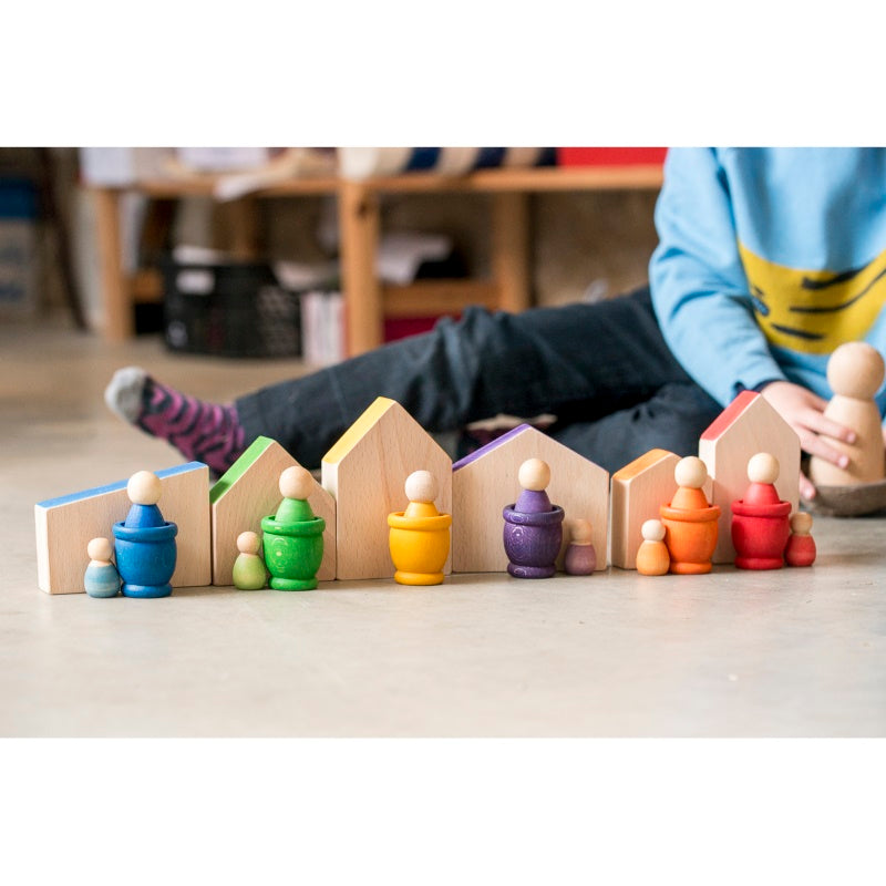 Grapat | 6 Baby Nins | Set of six pastel peg dolls