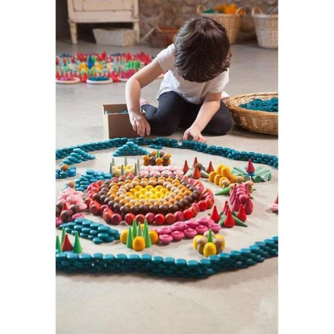 Grapat | Mandala | Little Flowers 36 Pieces | Wooden Toy Set