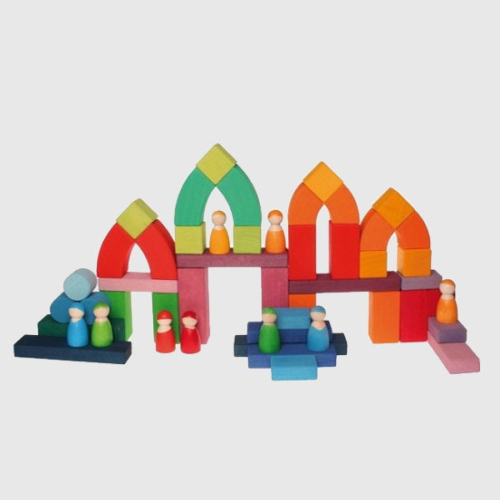 Grimm&#39;s | Romanesque Building Set | Wooden Building Blocks with Arches