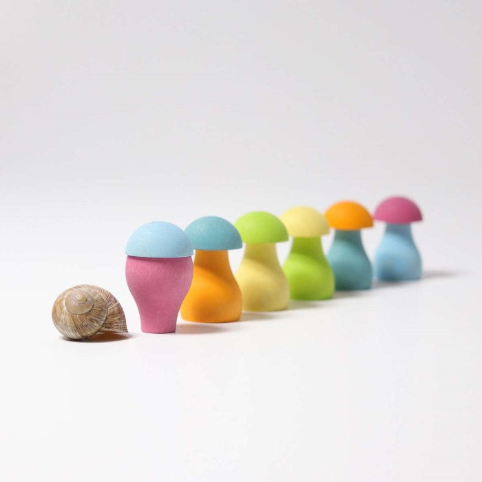 Grimm&#39;s | Pastel Sorting Mushrooms Wooden Toys
