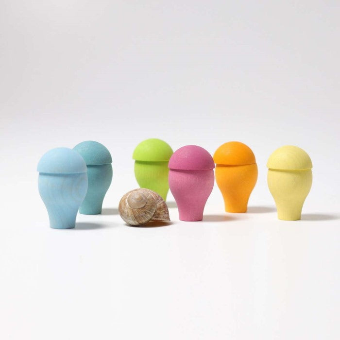 Grimm&#39;s Spiel Und Holz | Pastel Sorting Mushrooms 12 Pieces