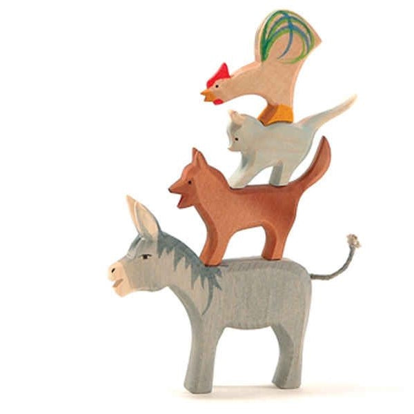 Ostheimer | Wooden Toy | Musicians of Bremen Cat Dog Donkey Rooster