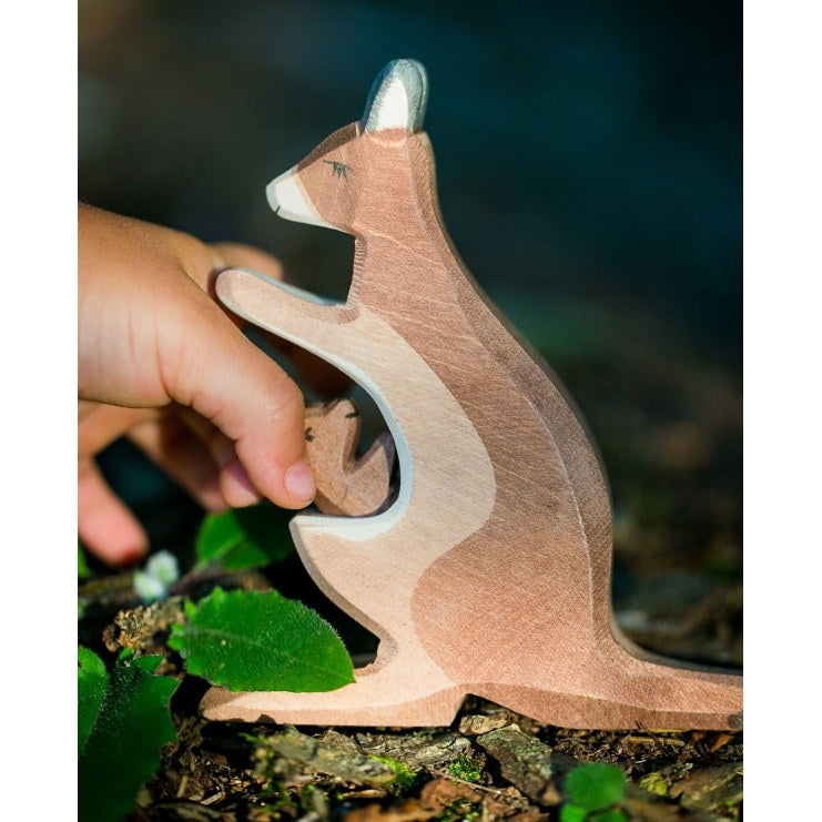 Ostheimer | Wooden Toy | Kangaroo with Baby Joey