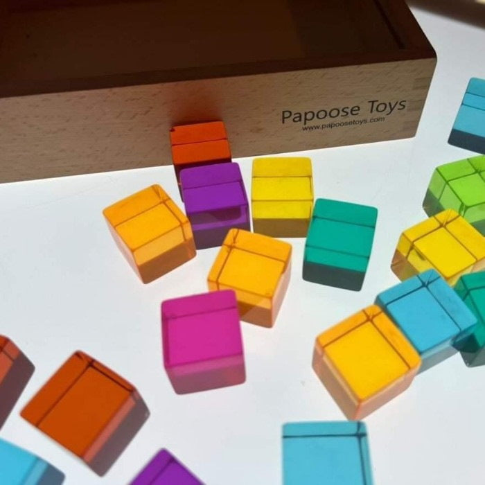 © Playdaysinperth for Milk Tooth Papoose Bright Lucite Cubes